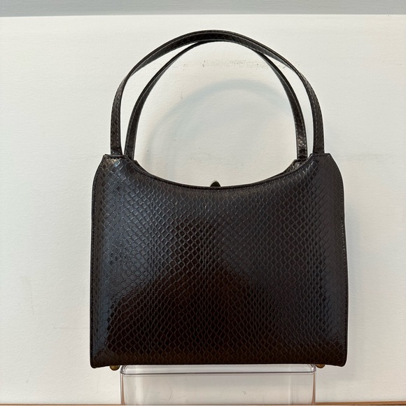 Vintage Air Step Handbag Brown Faux Snakeskin Patchwork Retro 60s 70s MCM - Picture 8 of 14